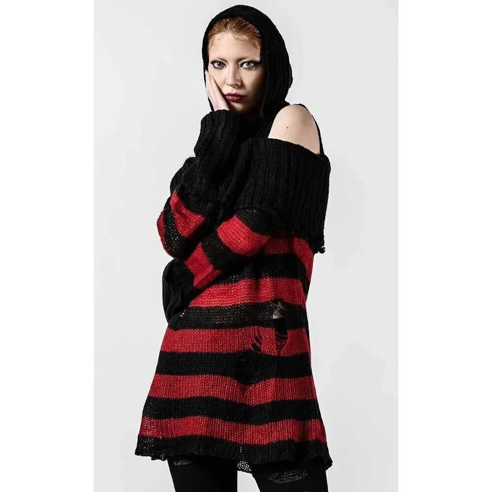Killstar Freddy Hooded Knit Sweater